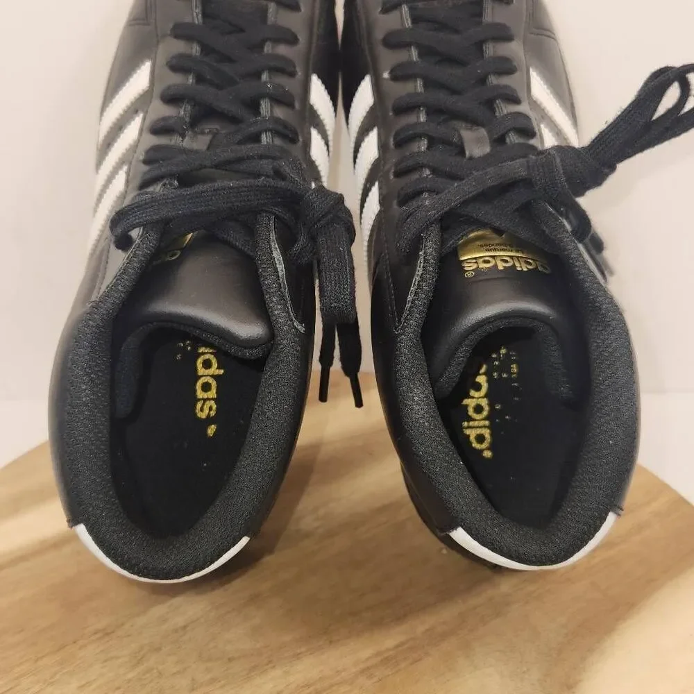 Adidas PRO MODEL GOLD Black Leather Sz 7.5 Men's Shoes B39368 Hi Top Sneakers